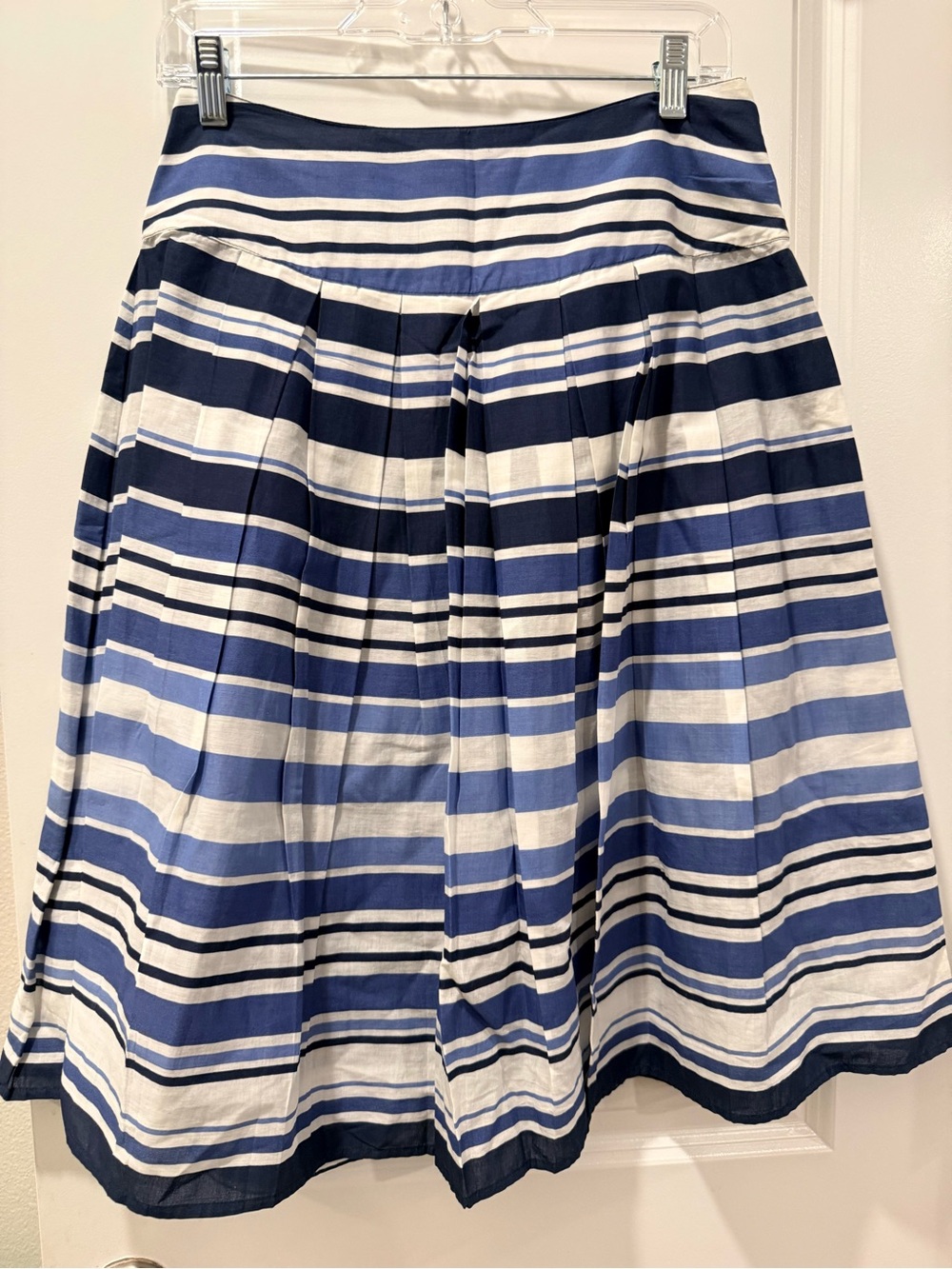 St. John's Bay Navy and White Striped A-Line Skirt